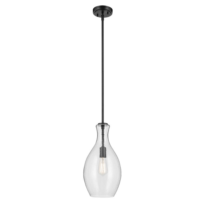 Kichler Everly 1 Light Bell 17.75" Pendant, Black/Clear Seeded