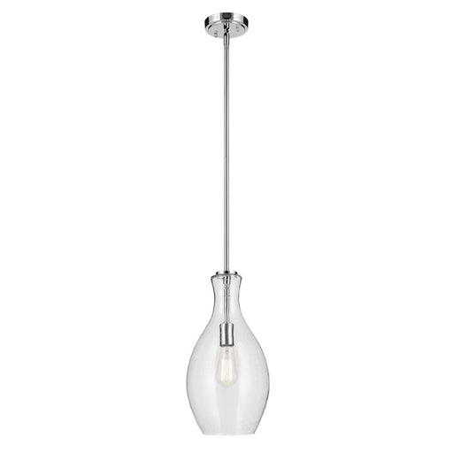 Kichler Everly 1 Light Bell 17.75" Pendant, Chrome/Clear Seeded
