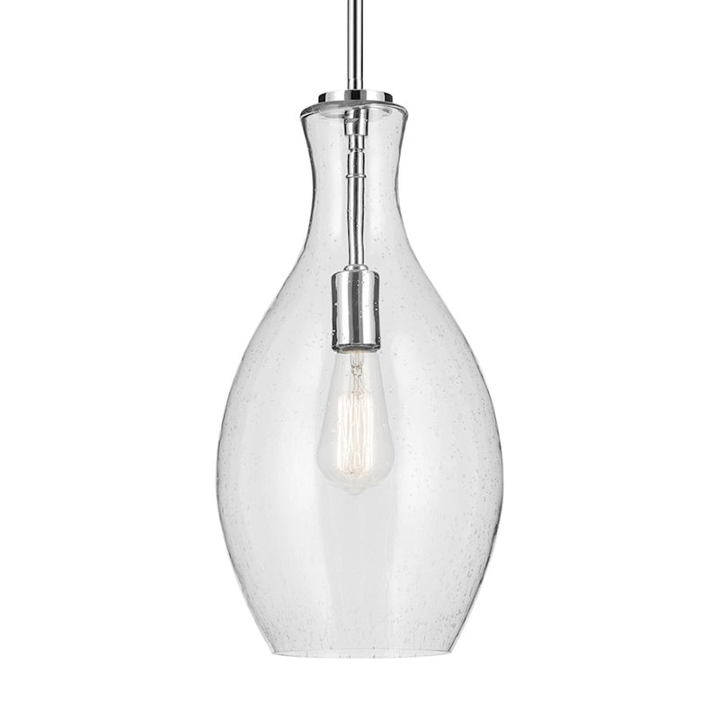 Kichler Everly 1 Light Bell 17.75" Pendant, Chrome/Clear Seeded
