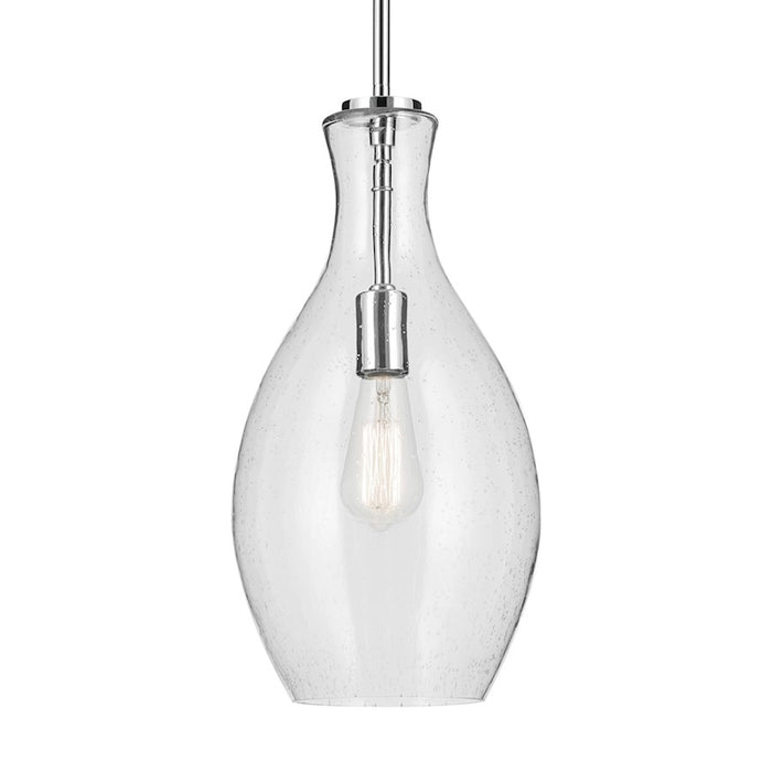 Kichler Everly 1 Light Bell 17.75" Pendant, Chrome/Clear Seeded