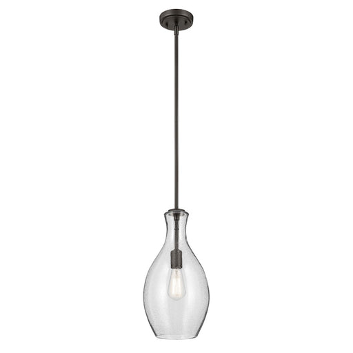 Kichler Everly 1 Light Bell 17.75" Pendant, Olde Bronze/Clear Seeded