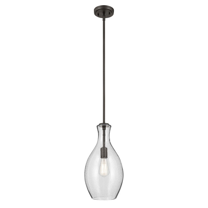 Kichler Everly 1 Light Bell 17.75" Pendant, Olde Bronze/Clear Seeded