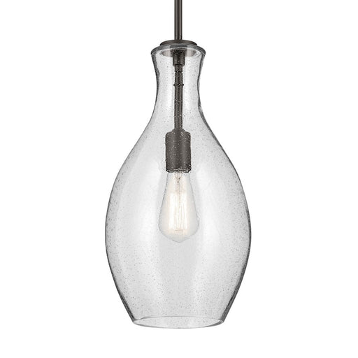 Kichler Everly 1 Light Bell 17.75" Pendant, Olde Bronze/Clear Seeded