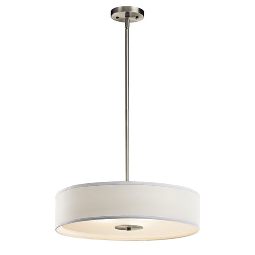 Kichler 3-Light Pendant/Semi-Flush | Brushed Nickel and White Microfiber | Kitchen Island & Dining Room | 20 x 11.75 in, 36in Chain | Model 42121NI