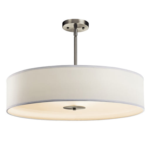 Kichler 3-Light Semi-Flush Pendant | Transitional Brushed Nickel and White Microfiber | Kitchen Island & Dining Room | 24 x 12 in | Model 42122NI