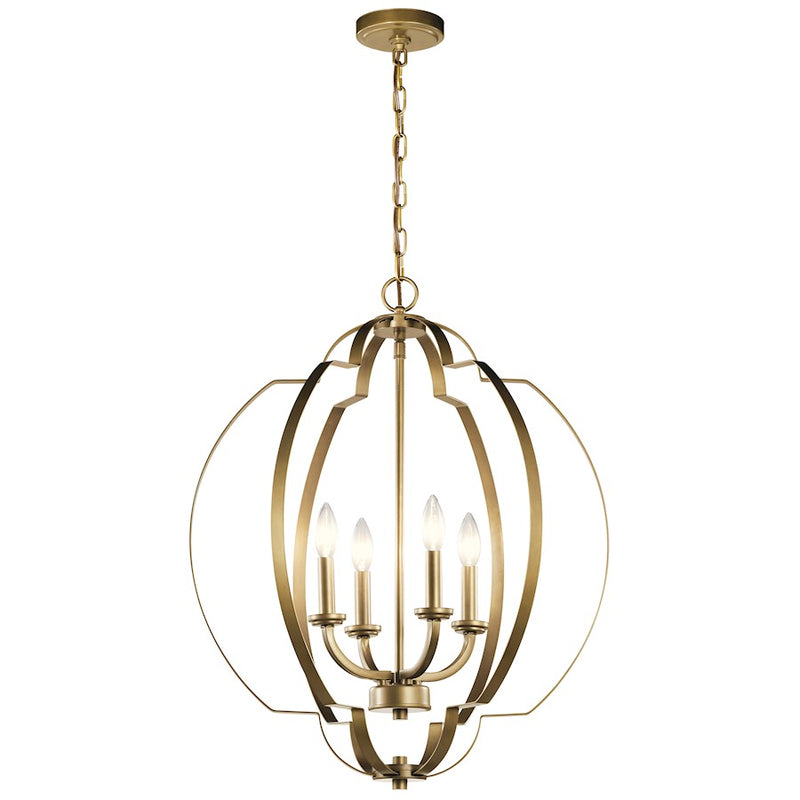 Kichler Voleta 20.75in 3-Light Pendant | Intertwined Spherical Natural Brass Steel | Kitchen Island & Dining Room | 16.5W x 20.75H in | Model 42140NBR
