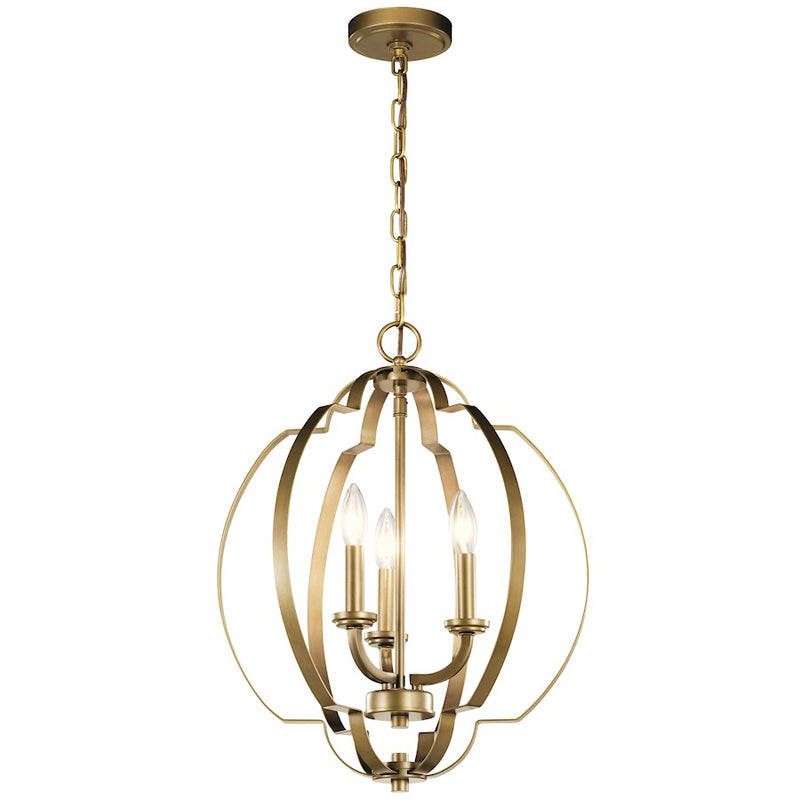 Kichler Voleta 20.75in 3-Light Pendant | Intertwined Spherical Natural Brass Steel | Kitchen Island & Dining Room | 16.5W x 20.75H in | Model 42140NBR