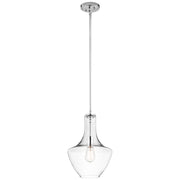 Kichler Everly 10in 1-Light Pendant | Transitional Chrome and Clear Glass | Kitchen Island & Dining Room | 10.5 x 15.25 in | Model 42141CHCLR