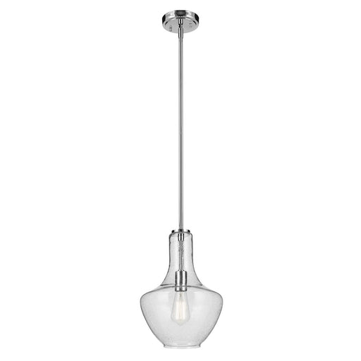 Kichler Everly 1 Light Bell 15.25" Pendant, Chrome/Clear Seeded