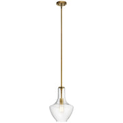 Kichler 1-Light Pendant | Transitional Natural Brass and Glass | Kitchen Island & Dining Room | 10.5 x 10.5 x 15.25 in | Model 42141NBR
