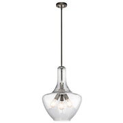 Kichler Everly 16in 3-Light Pendant | Transitional Olde Bronze and Clear Seeded Glass | Kitchen Island & Dining Room | 36in Chain | Model 42190OZ