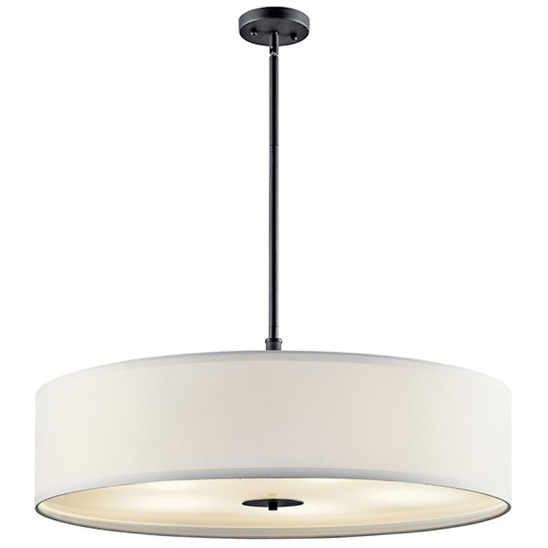 Kichler Transitional 30in 5-Light Pendant | Classic Bronze Steel Drum Shade | Kitchen Island & Dining Room | 30 x 12 in | Model 42196CLZ