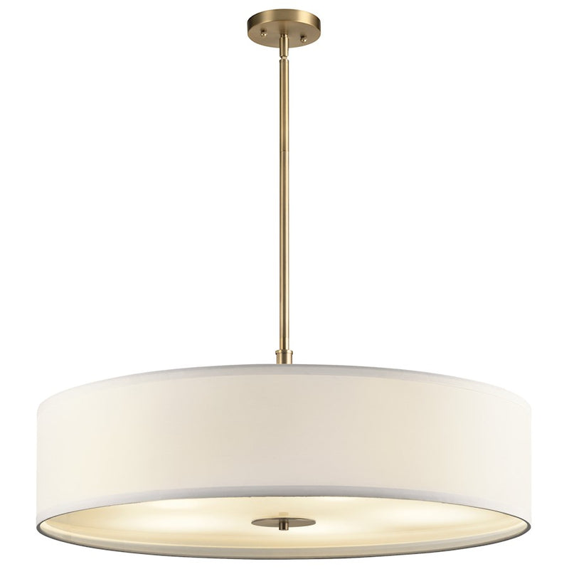 Kichler Transitional 30in 5-Light Pendant | Classic Bronze Steel Drum Shade | Kitchen Island & Dining Room | 30 x 12 in | Model 42196CLZ