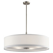 Kichler 5-Light Transitional Pendant | Brushed Nickel and White Micro Fiber Shade | Dining Room & Living Room | 30in W x 12in H, 36in | Model 42196NI