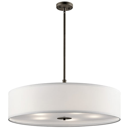 Kichler 5-Light Transitional Pendant | Olde Bronze and White Micro Fiber Satin Etched Glass | Kitchen Island & Dining Room | Model 42196OZ
