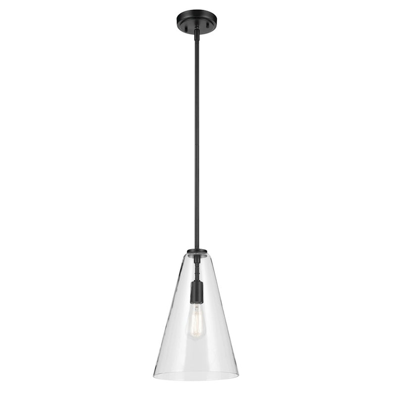 Kichler Everly 1 Light Cone 15.25" Pendant, Black/Clear