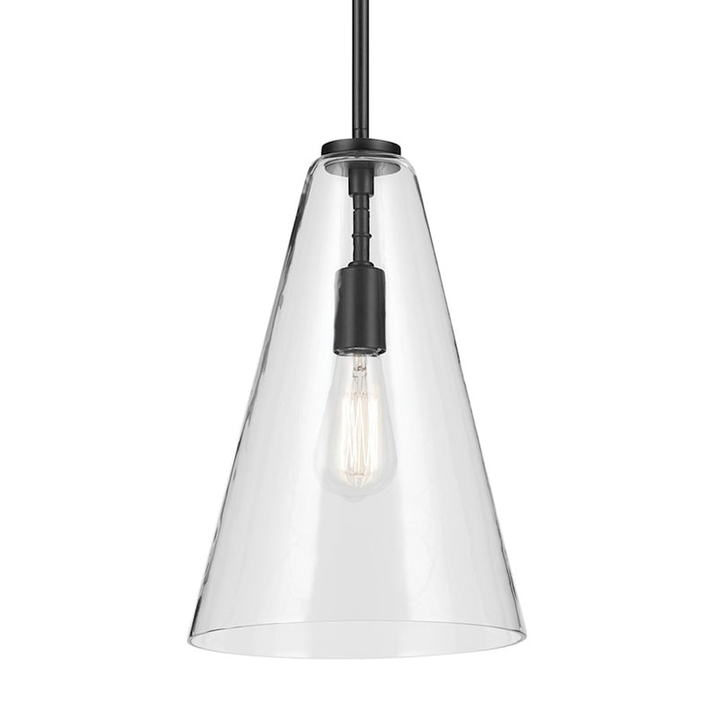 Kichler Everly 1 Light Cone 15.25" Pendant, Black/Clear