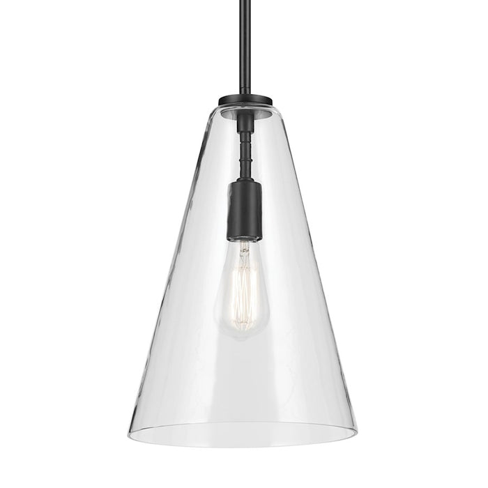 Kichler Everly 1 Light Cone 15.25" Pendant, Black/Clear