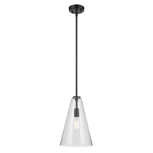 Kichler Everly 1 Light Cone 15.25" Pendant, Black/Clear Seeded