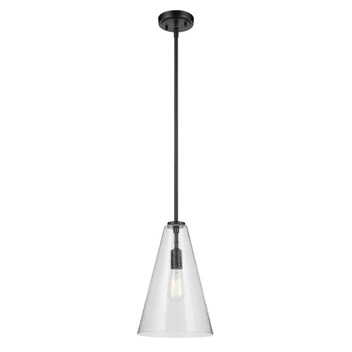 Kichler Everly 1 Light Cone 15.25" Pendant, Black/Clear Seeded