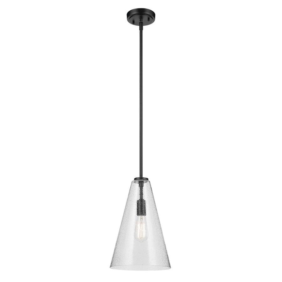 Kichler Everly 1 Light Cone 15.25" Pendant, Black/Clear Seeded