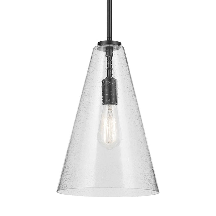 Kichler Everly 1 Light Cone 15.25" Pendant, Black/Clear Seeded