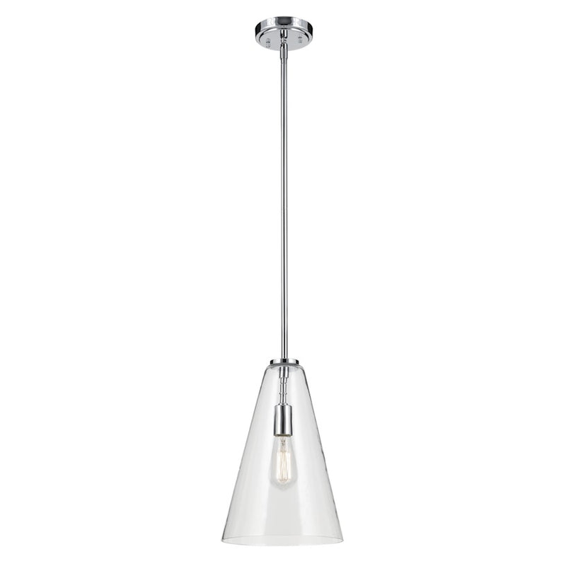 Kichler Everly 1 Light Cone 15.25" Pendant, Chrome/Clear