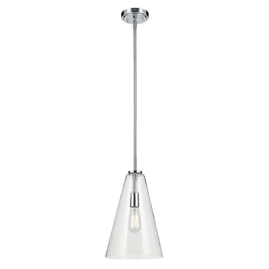 Kichler Everly 1 Light Cone 15.25" Pendant, Chrome/Clear