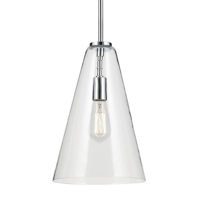 Kichler Everly 1 Light Cone 15.25" Pendant, Chrome/Clear