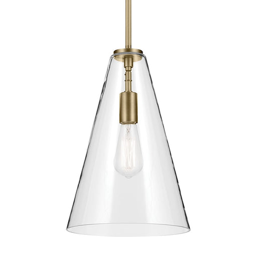 Kichler Everly 1 Light Cone 15.25" Pendant, Natural Brass/Clear