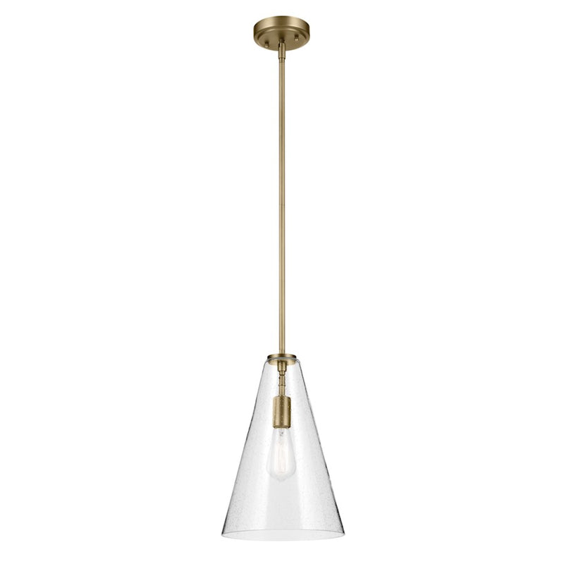 Kichler Everly 1 Light Cone 15.25" Pendant, Brass/Clear Seeded