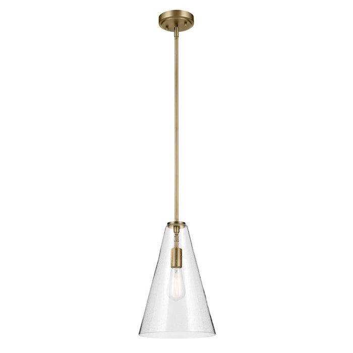 Kichler Everly 1 Light Cone 15.25" Pendant, Brass/Clear Seeded