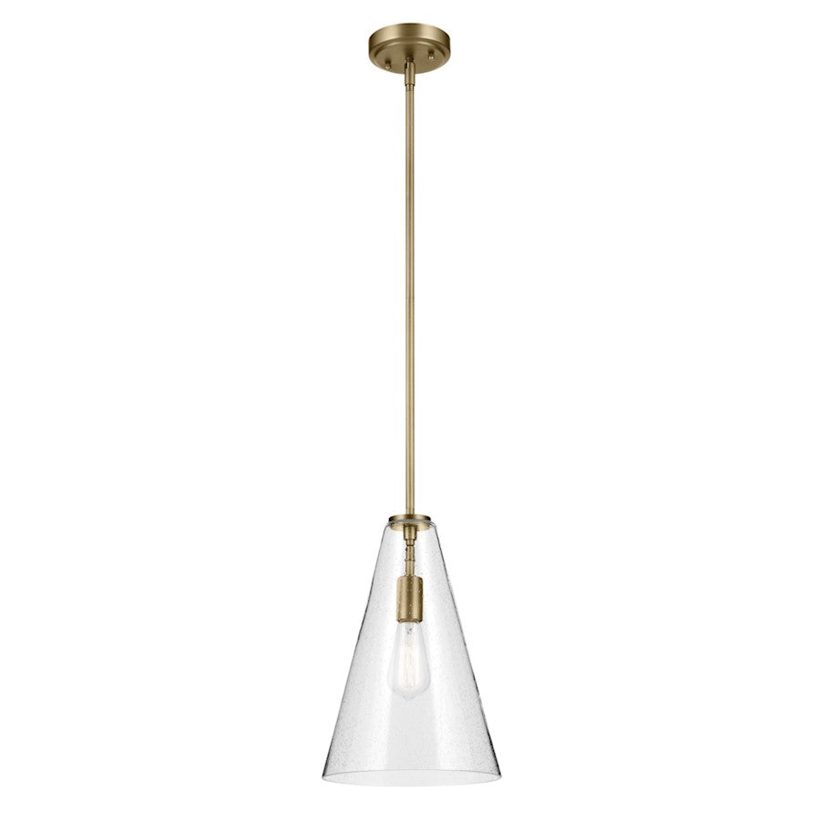 Kichler Everly 1 Light Cone 15.25" Pendant, Brass/Clear Seeded