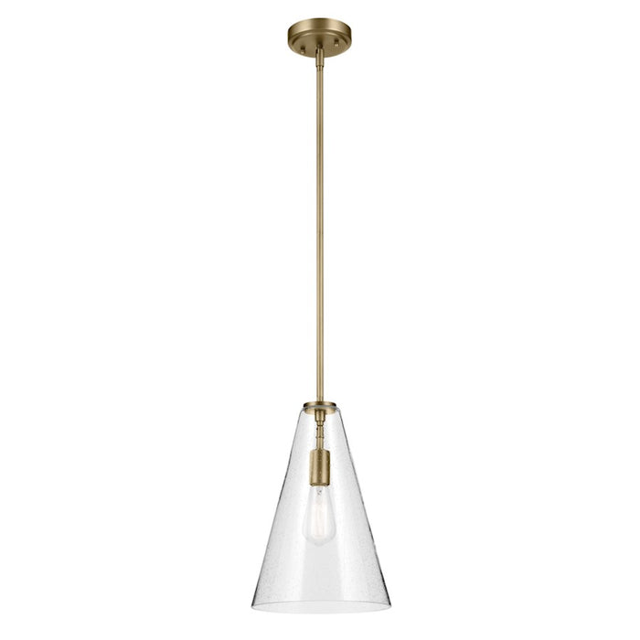 Kichler Everly 1 Light Cone 15.25" Pendant, Brass/Clear Seeded - 42199NBRCS