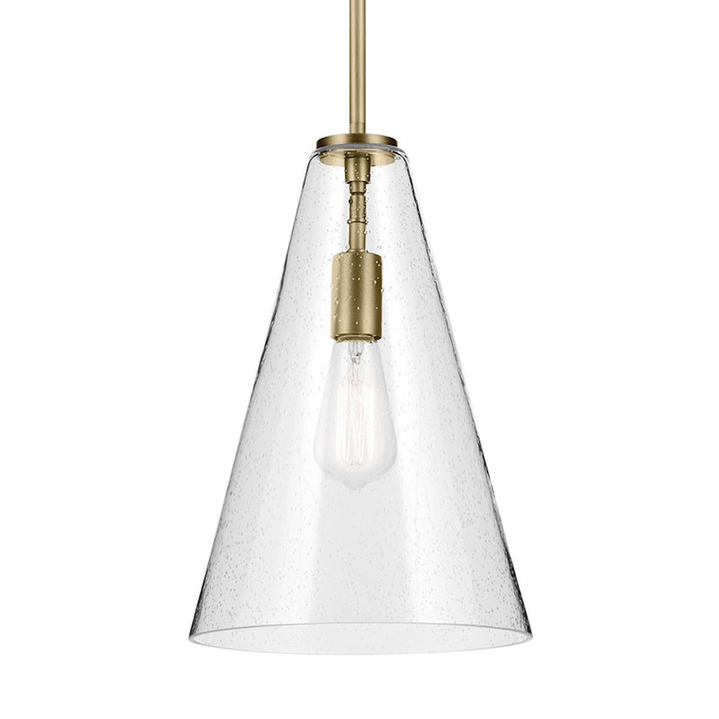 Kichler Everly 1 Light Cone 15.25" Pendant, Brass/Clear Seeded