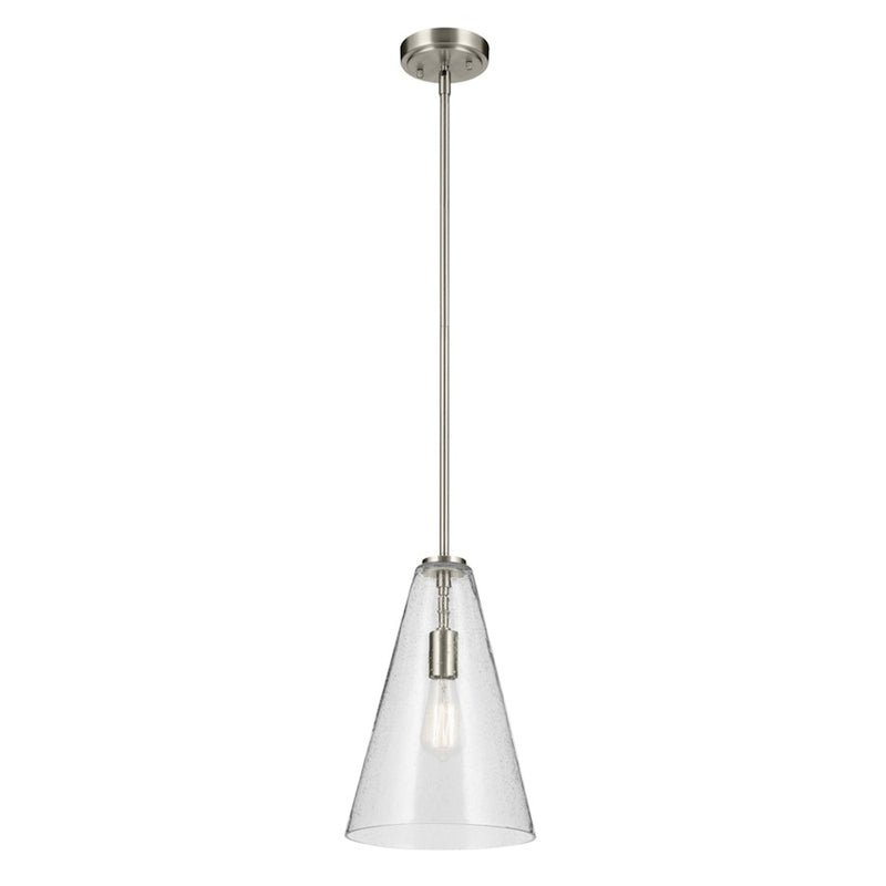 Kichler Everly 1 Light Cone 15.25" Pendant, Nickel/Clear Seeded