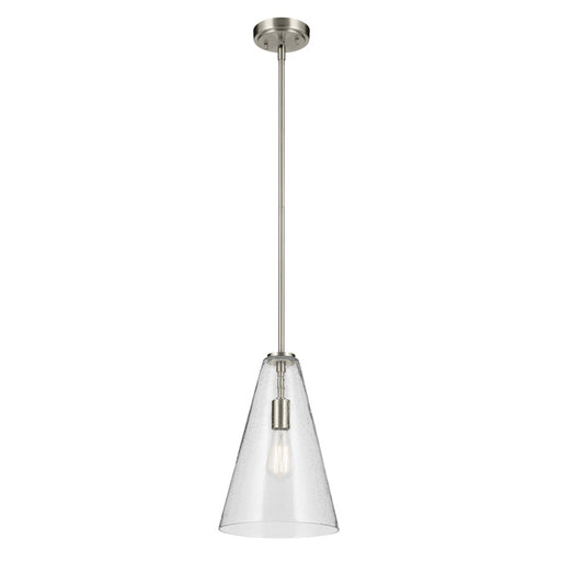Kichler Everly 1 Light Cone 15.25" Pendant, Nickel/Clear Seeded