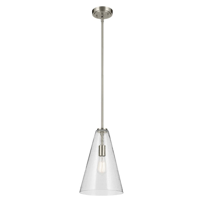 Kichler Everly 1 Light Cone 15.25" Pendant, Nickel/Clear Seeded