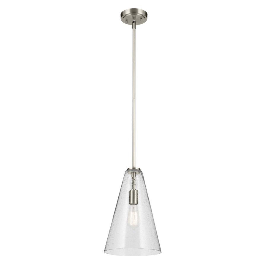 Kichler Everly 1 Light Cone 15.25" Pendant, Nickel/Clear Seeded