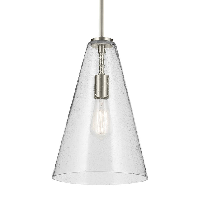 Kichler Everly 1 Light Cone 15.25" Pendant, Nickel/Clear Seeded