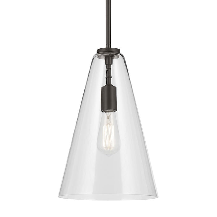 Kichler Everly 1 Light Cone 15.25" Pendant, Olde Bronze/Clear