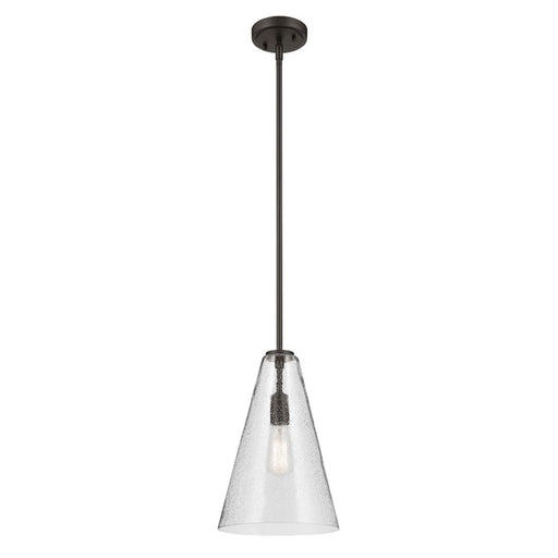 Kichler Everly 1 Light Cone 15.25" Pendant, Olde Bronze/Clear Seeded
