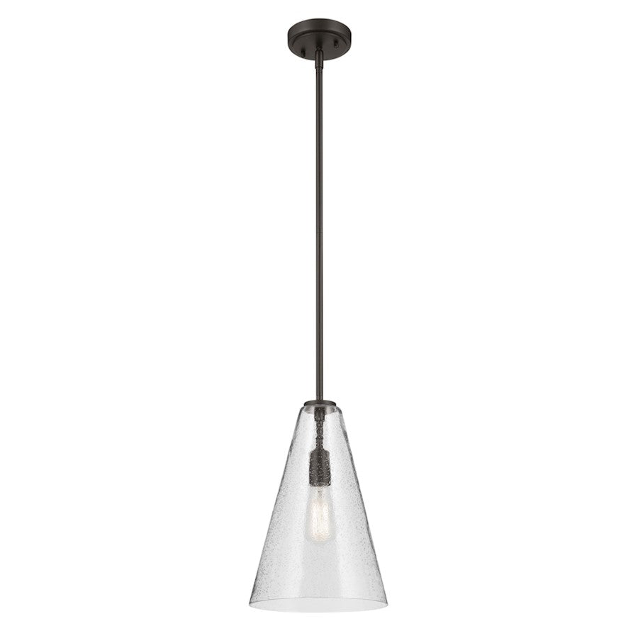 Kichler Everly 1 Light Cone 15.25" Pendant, Olde Bronze/Clear Seeded