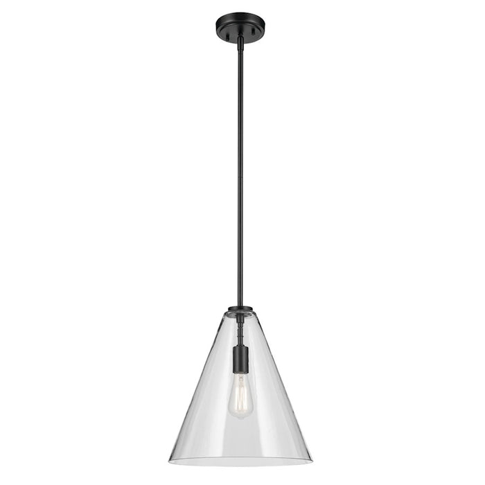 Kichler Everly 1 Light Cone 15.5" Pendant, Black/Clear