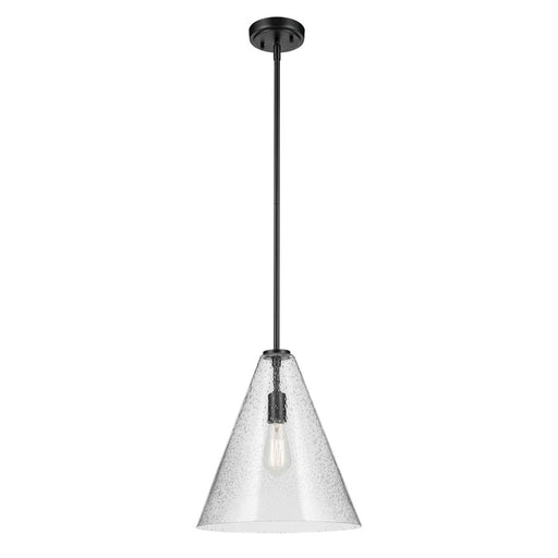 Kichler Everly 1 Light Cone 15.5" Pendant, Black/Clear Seeded
