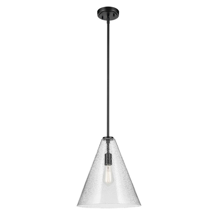 Kichler Everly 1 Light Cone 15.5" Pendant, Black/Clear Seeded