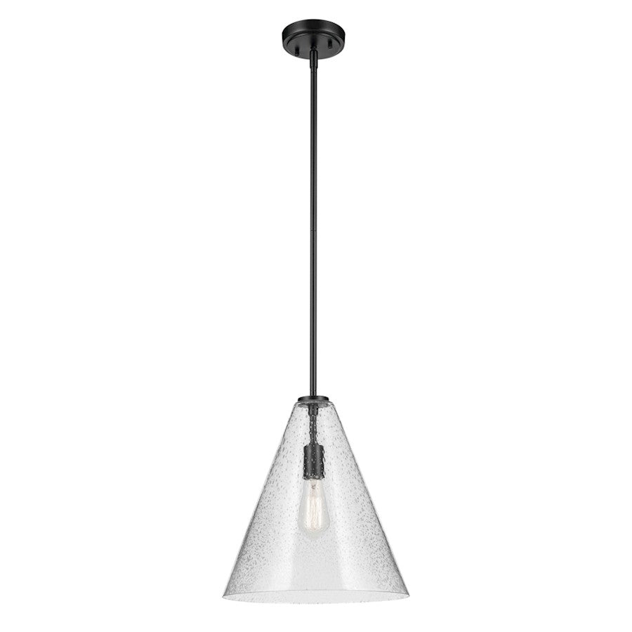 Kichler Everly 1 Light Cone 15.5" Pendant, Black/Clear Seeded
