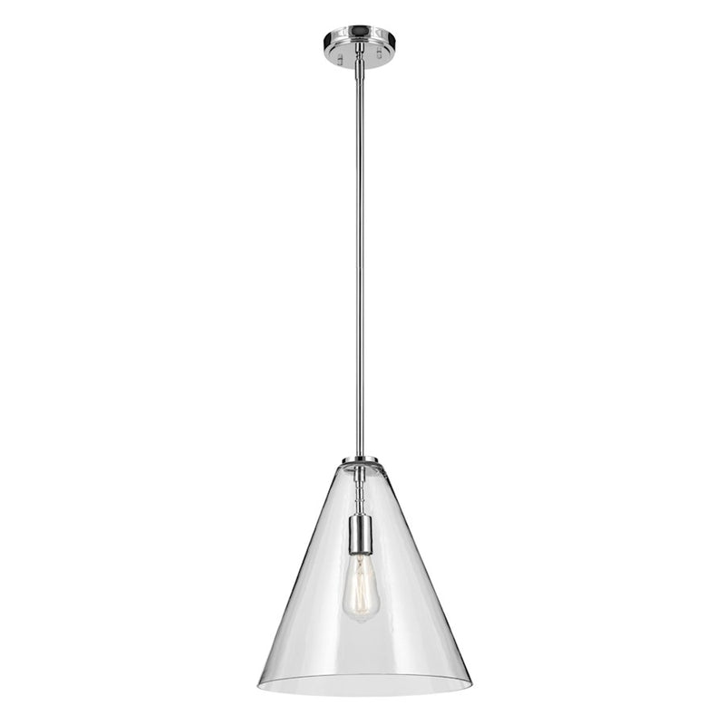 Kichler Everly 1 Light Cone 15.5" Pendant, Chrome/Clear