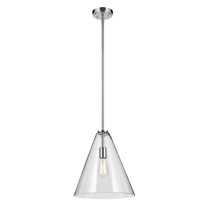Kichler Everly 1 Light Cone 15.5" Pendant, Chrome/Clear