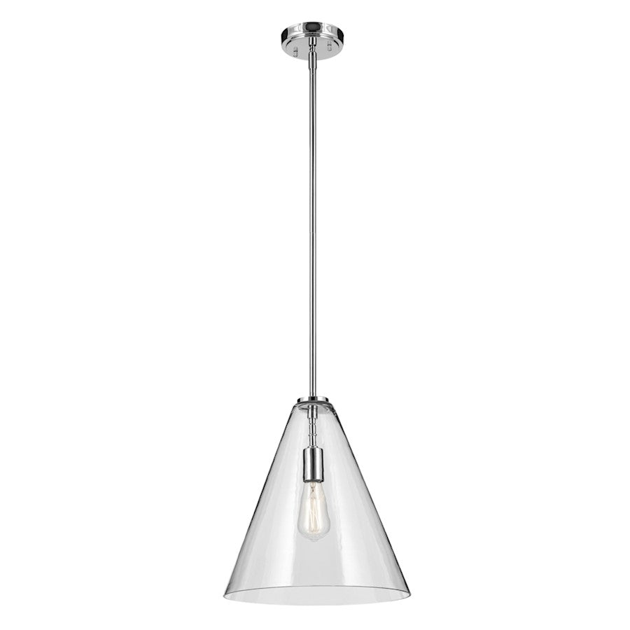 Kichler Everly 1 Light Cone 15.5" Pendant, Chrome/Clear